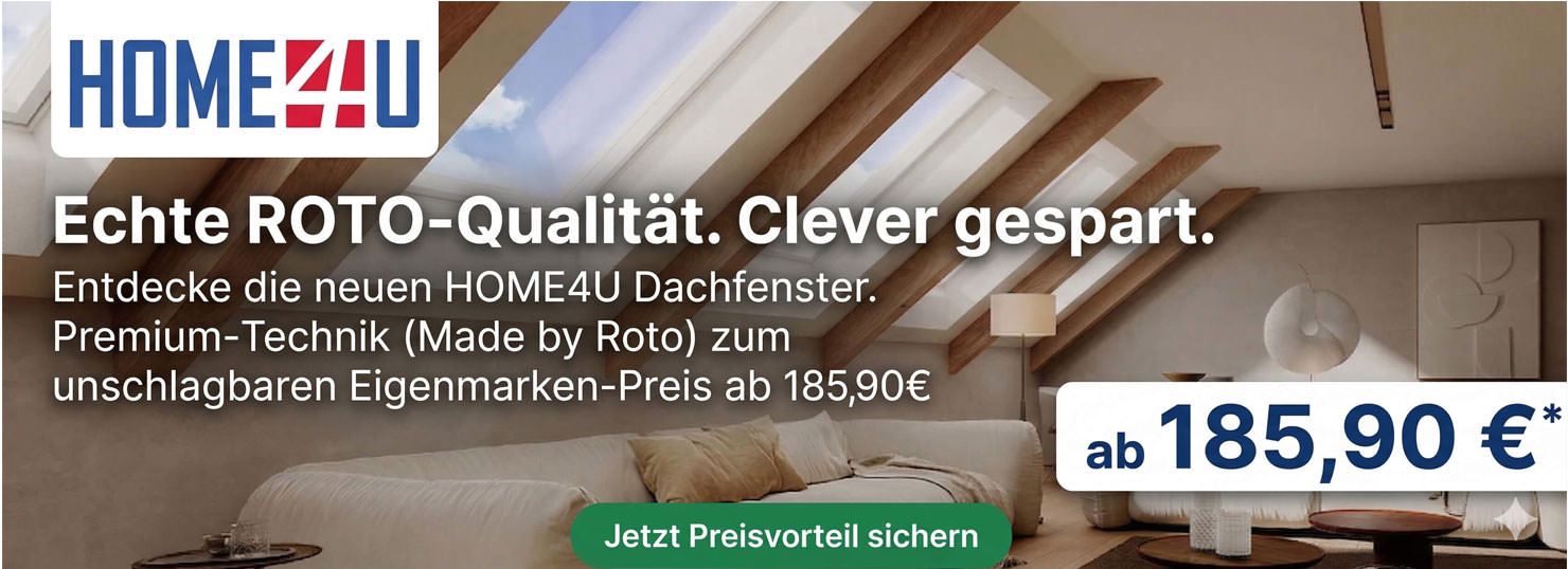 Dachfenster, Jalousie, Holzstegen, Roto-Qualität, Wohnzimmer-Decke